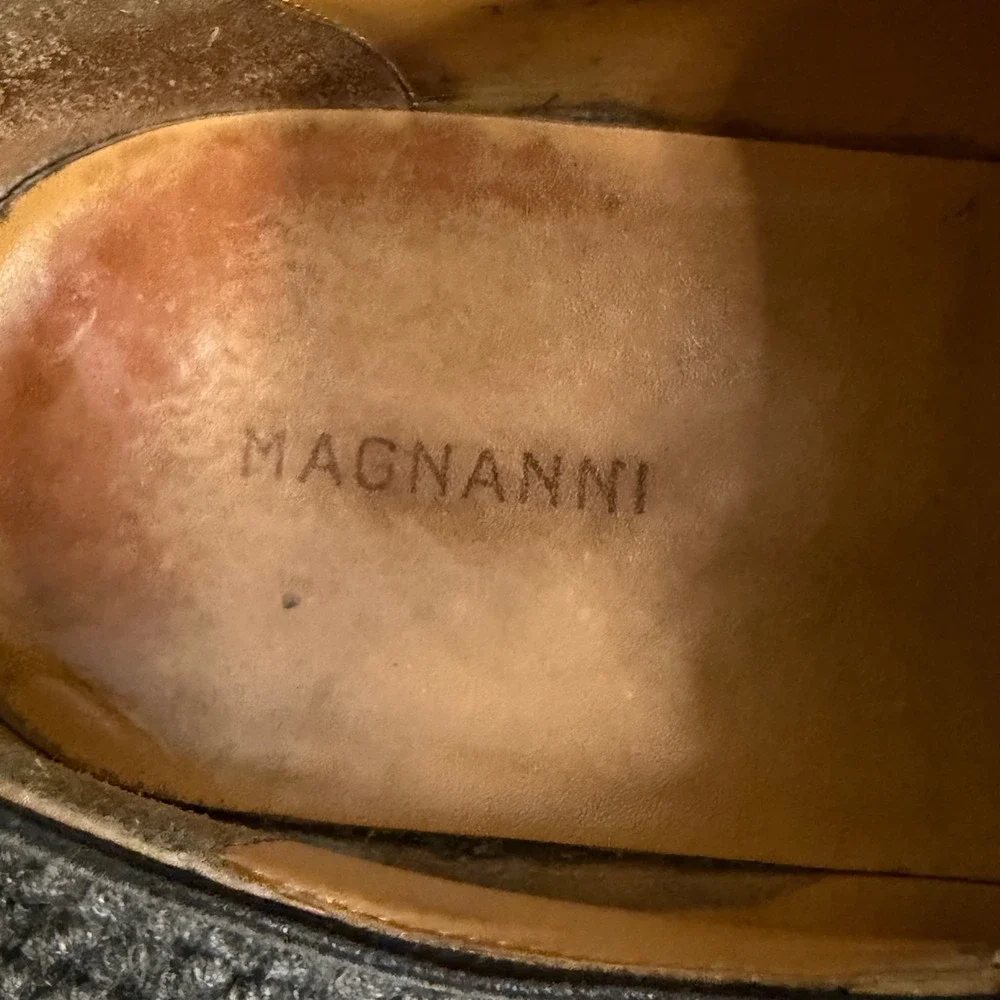 Magnanni Mens Black Leather Square Apron Toe Derby Dress Shoes 13723 Size 11.5 M